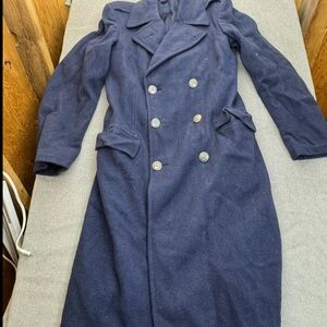 Men's Double-Breasted Navy Pea Coat - Classic Wool Blend